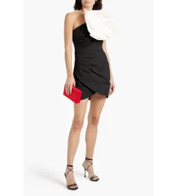 Rachel Gilbert Evana Strapless Floral-appliquéd Poplin Mini Dress In Black Size S/Au 8 for rent on The Volte - image 1