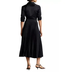 Polo Ralph Lauren Koa Charmeuse Pleated Shirtdress Navy Size S/Au 6  for rent on The Volte - image 3