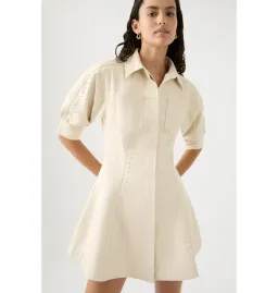 Aje Claire Pearl Mini Dress Sandstone Beige Size AU 4 for rent on The Volte - image 3