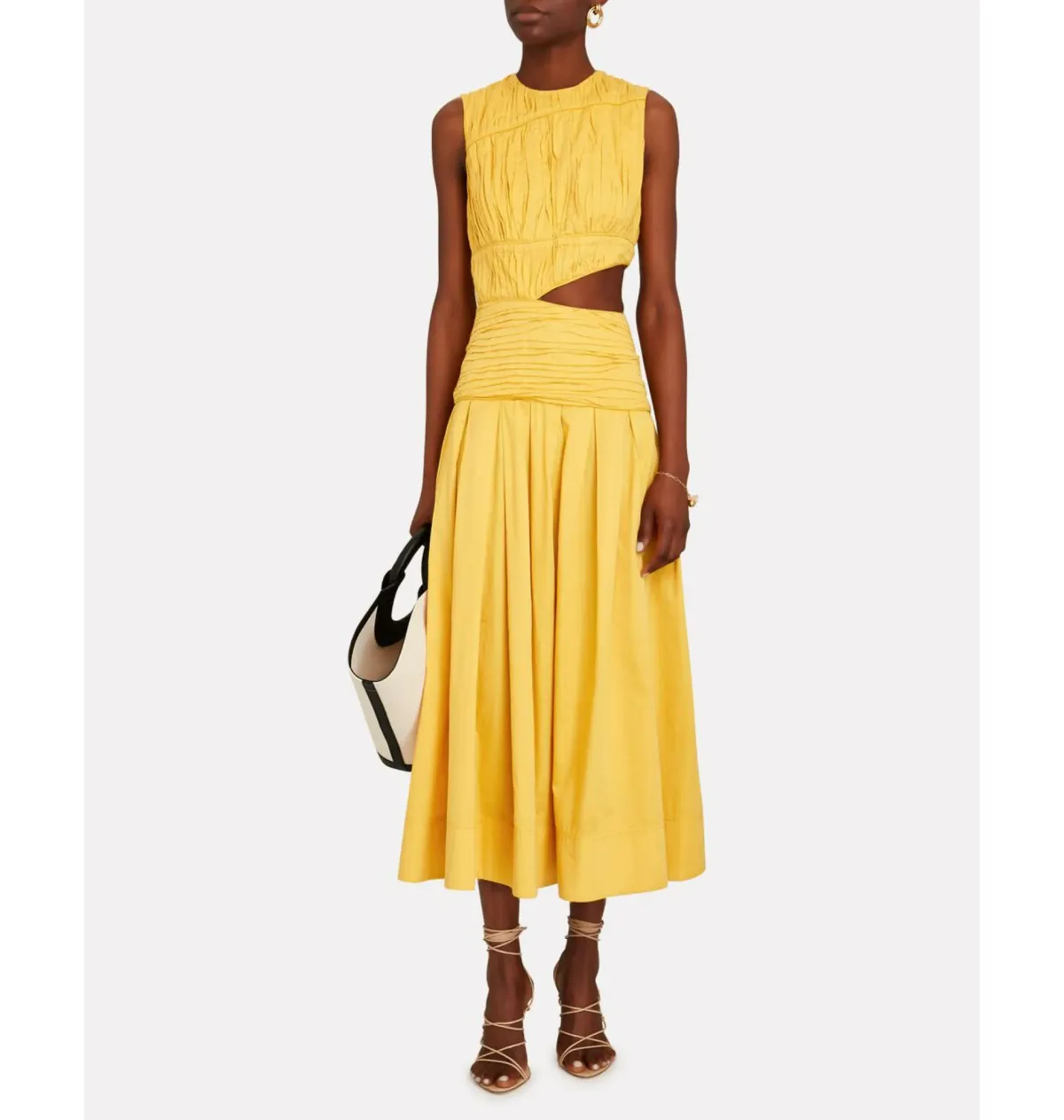 Aje Cascade Midi Dress Yellow Size AU 10 - Image 1