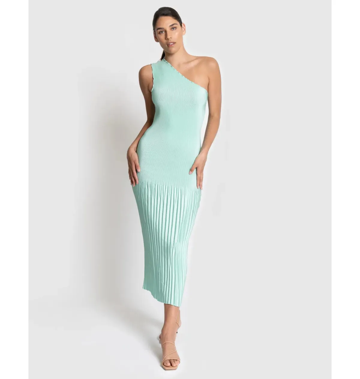 L'Idee Soiree One Shoulder Gown in Spearmint Size S / AU 8 - Image 1