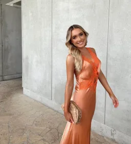 Sir the Label Aries Cut Out Gown in Peach Size AU 6 for rent on The Volte - image 4