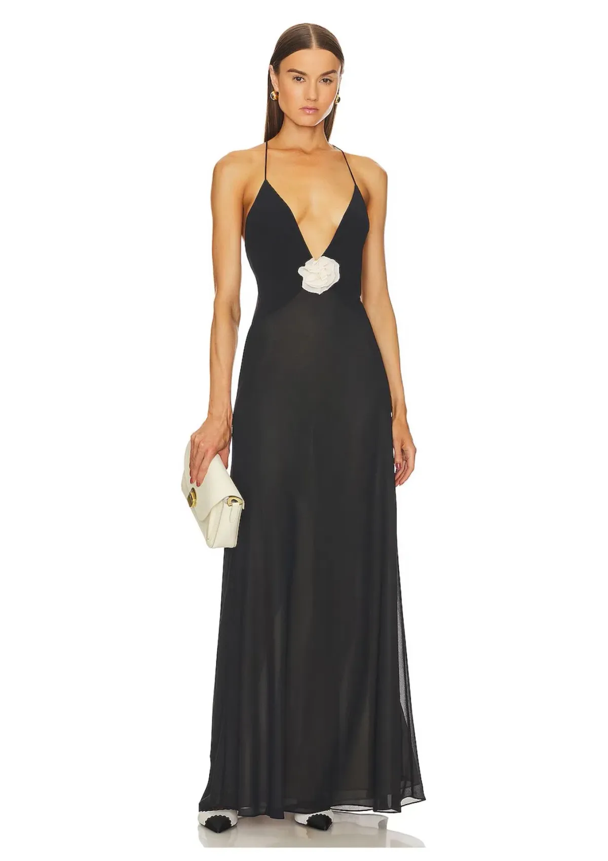 Helsa Deep V Sheer Slip Dress Black Size 8 - Image 3