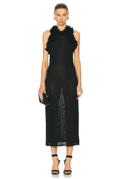 Zimmermann Matchmaker Ruffle Neck Midi Dress Black Size 0 / AU 8 for rent on The Volte - image 1