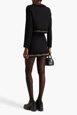 Versace Chain Embellished Cotton Tweed Mini Jacket & Skirt Set Black Size 6 for rent on The Volte - image 2