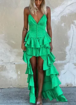 Derma Department Barcelona Maxi Dress Emerald Green Size 6 for rent on The Volte - image 4