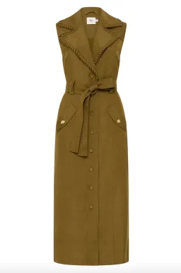 Aje Encompass Utility Midi Dress in Deep Olive Size 8 for rent on The Volte - image 4