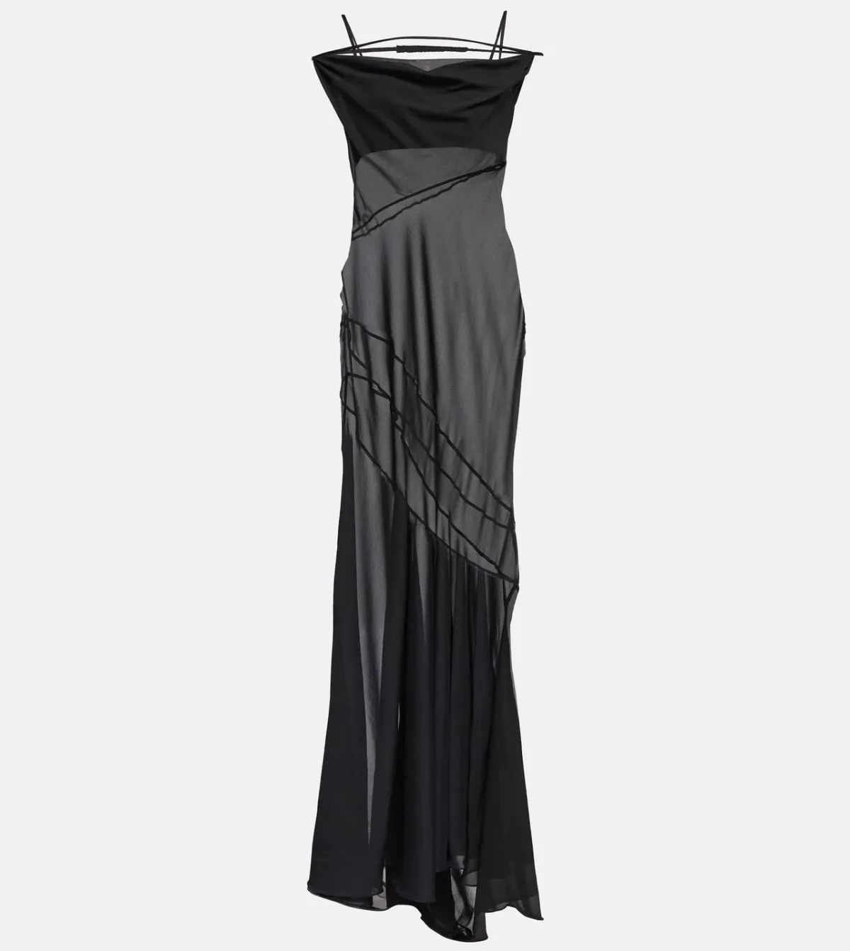 Jacquemus La Robe Draggiu Silk-Blend Maxi Dress in Black Size 36/AU 8 - Image 5