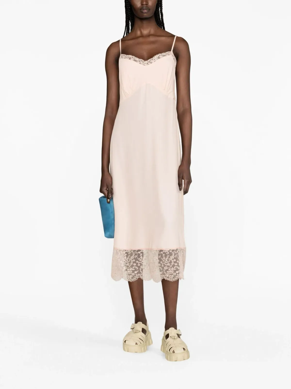 Simone Rocha Lace Trim Slip Midi Dress Pink Size 12 - Image 1