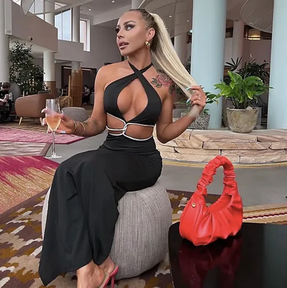 MESHKI Nicha Diamante Cut Out Maxi Dress Black Size 8  - Image 4