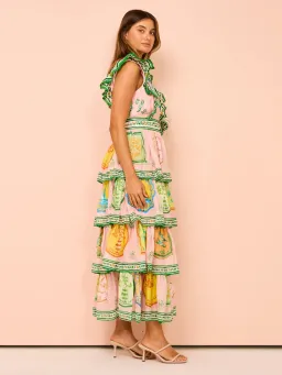 Alemais Porcelain Frill Midi Dress In Pink Size 10 for rent on The Volte - image 8