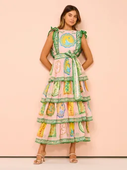 Alemais Porcelain Frill Midi Dress In Pink Size 10 for rent on The Volte - image 6