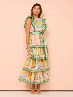 Alemais Porcelain Frill Midi Dress In Pink Size 10 for rent on The Volte - image 3