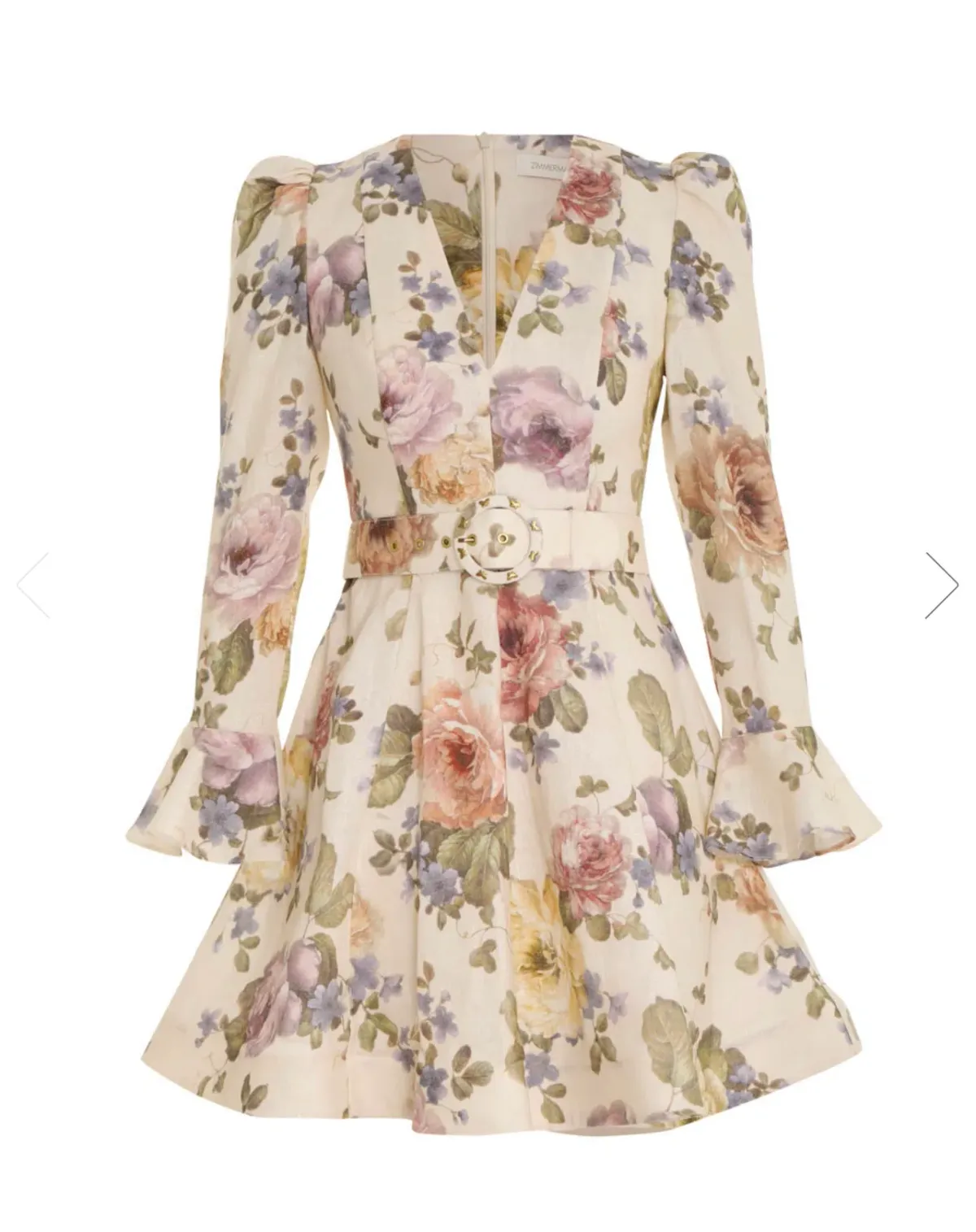 Zimmermann Luminosity Mini Dress Multi Floral Cream Size 0 / AU 6 - Image 3