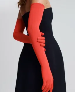 Scanlan Theodore Crepe Knit Peplum Strapless Dress With Gloves Crayon Size 6 for rent on The Volte - image 3