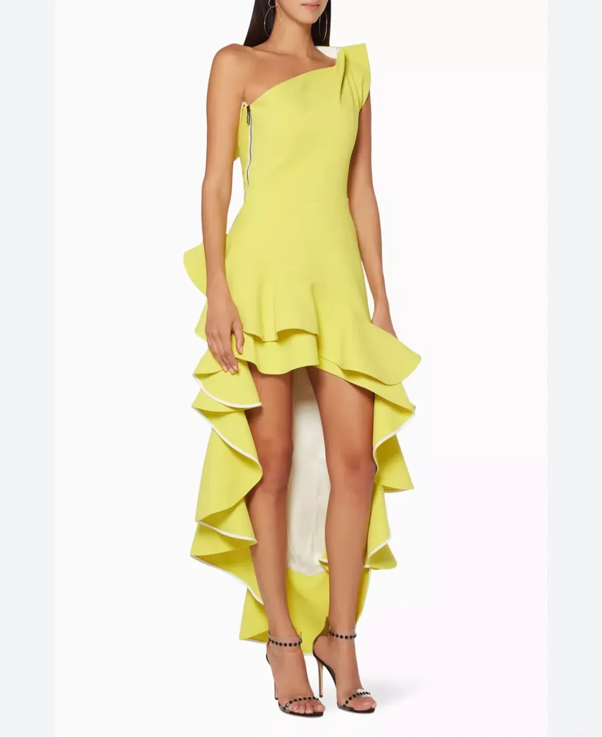 Maticevski  Flamenco Ruffle Dress Chartreuse Yellow Size 8 - Image 2