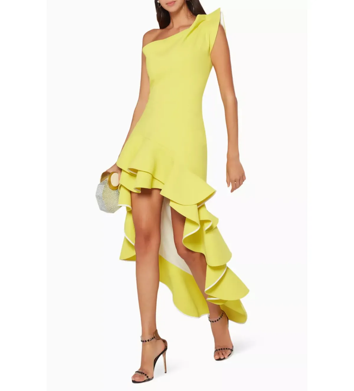 Maticevski  Flamenco Ruffle Dress Chartreuse Yellow Size 8 - Image 1