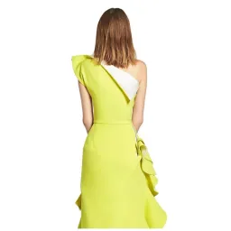 Maticevski  Flamenco Ruffle Dress Chartreuse Yellow Size 8 for rent on The Volte - image 3
