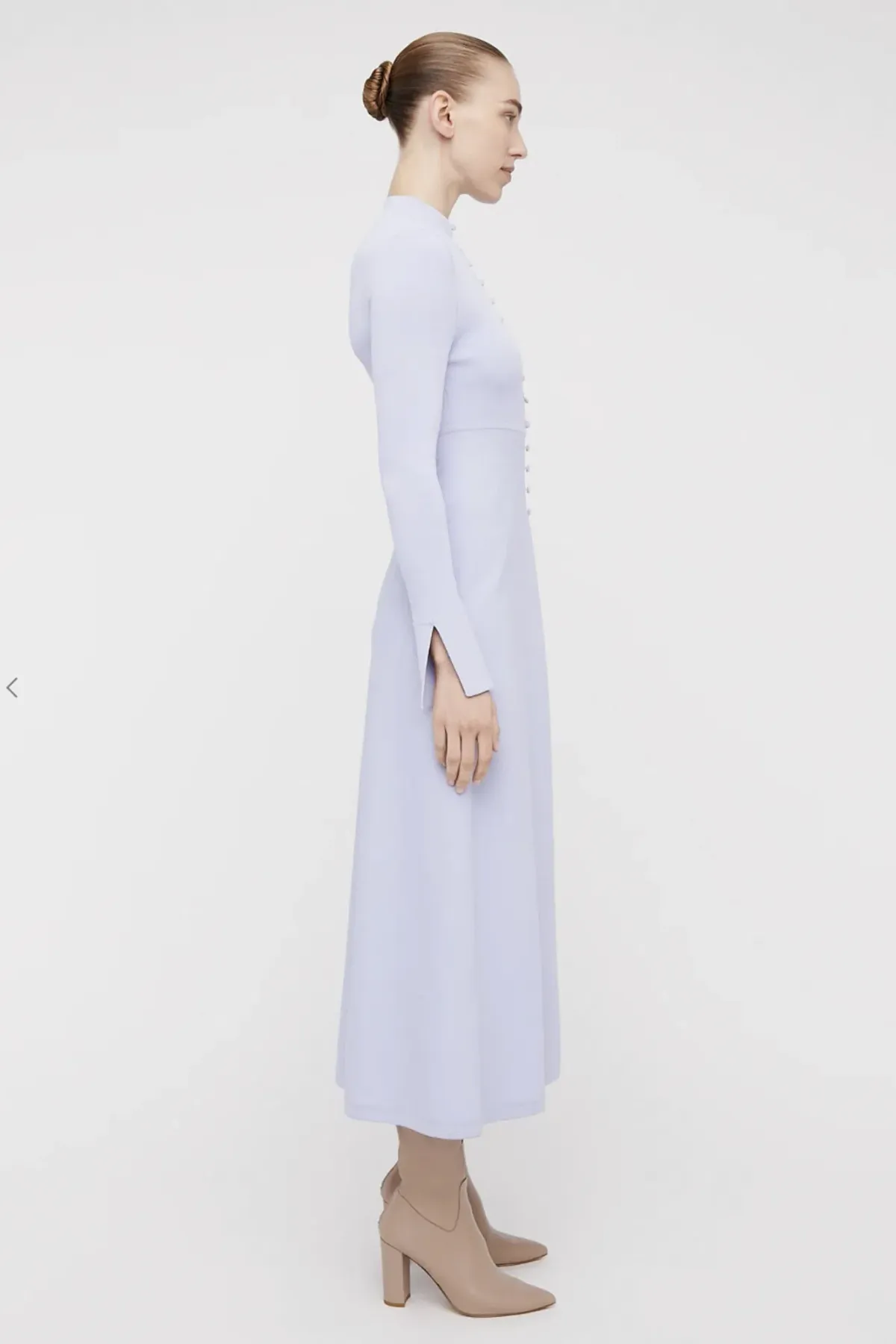 Scanlan Theodore Crepe Knit Button Polo Dress in Lilac Size 12 / L - Image 3