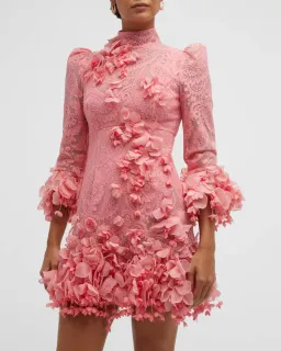 Zimmermann High Tide Lace Mini Dress in Guava Size 3 / AU 14 for rent on The Volte - image 4