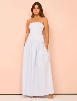 Shona Joy Amada Lace Up Strapless Maxi Dress Ice Blue Size 10 for rent on The Volte - image 1