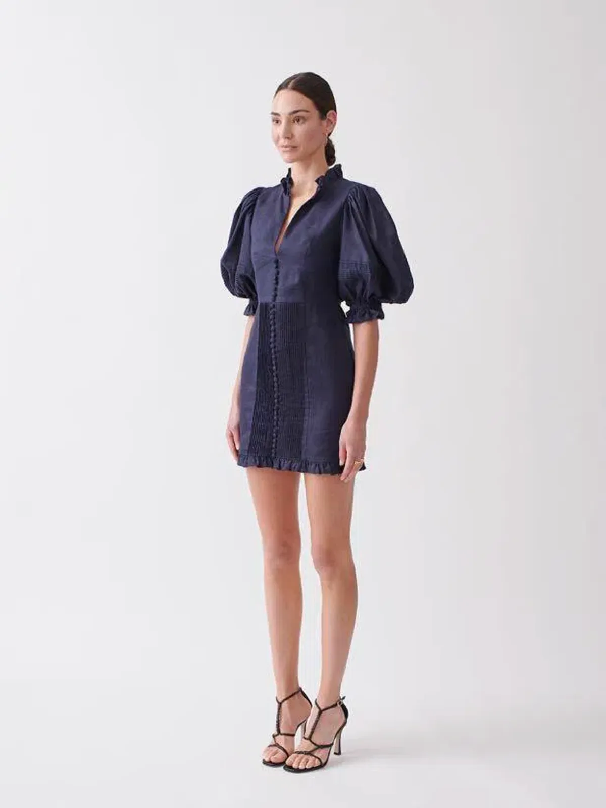 Joslin Studio Riley Cotton Lace Mini Dress In Navy Size 6 - Image 3