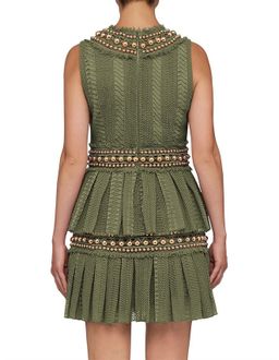 Khaki Lace Pleat Mini Dress Size 8 for rent on The Volte - image 3
