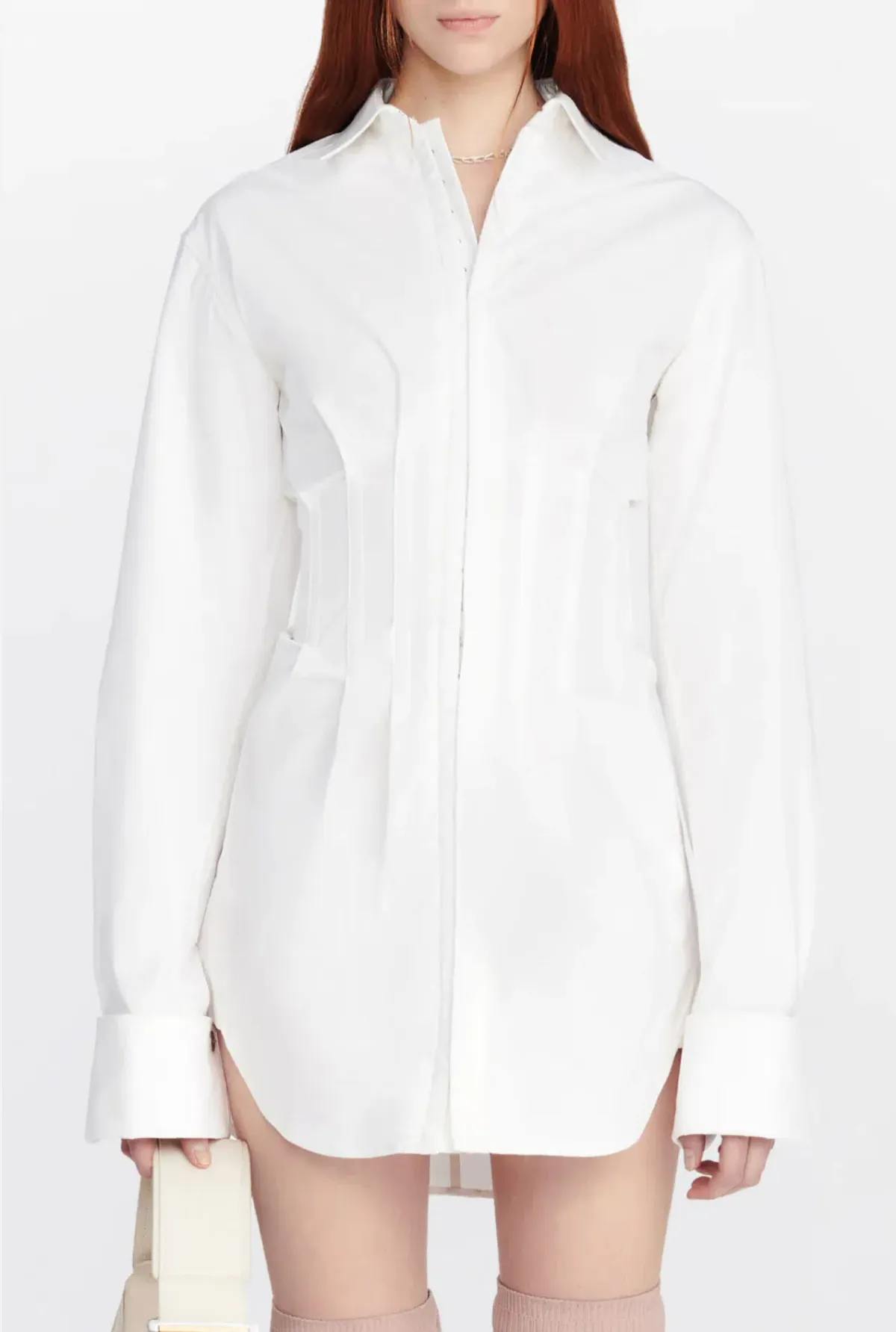 Dion Lee Tuxedo Corset Shirt Dress Ivory Size 12 - Image 2