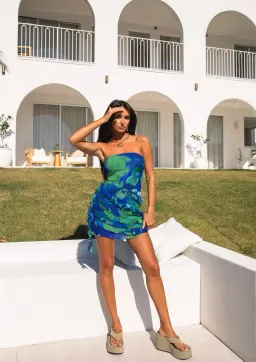 Isabelle Quinn Esme Ruffle Mini Dress Pacific Pansie Size 8 for rent on The Volte - image 1