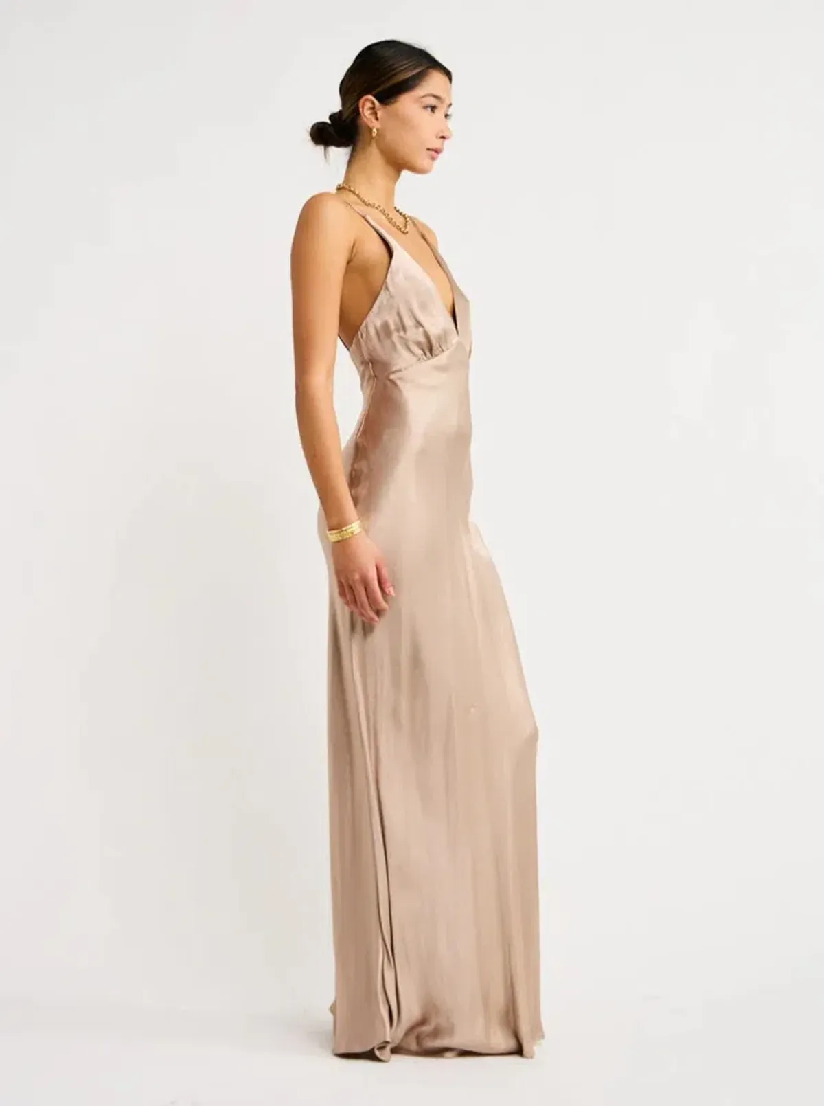 Bec & Bridge Lorelai V Maxi Dress in Smoke Taupe Size AU 8 - Image 3