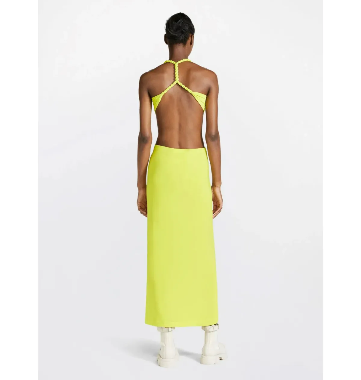 Dion Lee Rope-trimmed Open-back Cady Midi Dress in Yellow Size AU 6  - Image 2