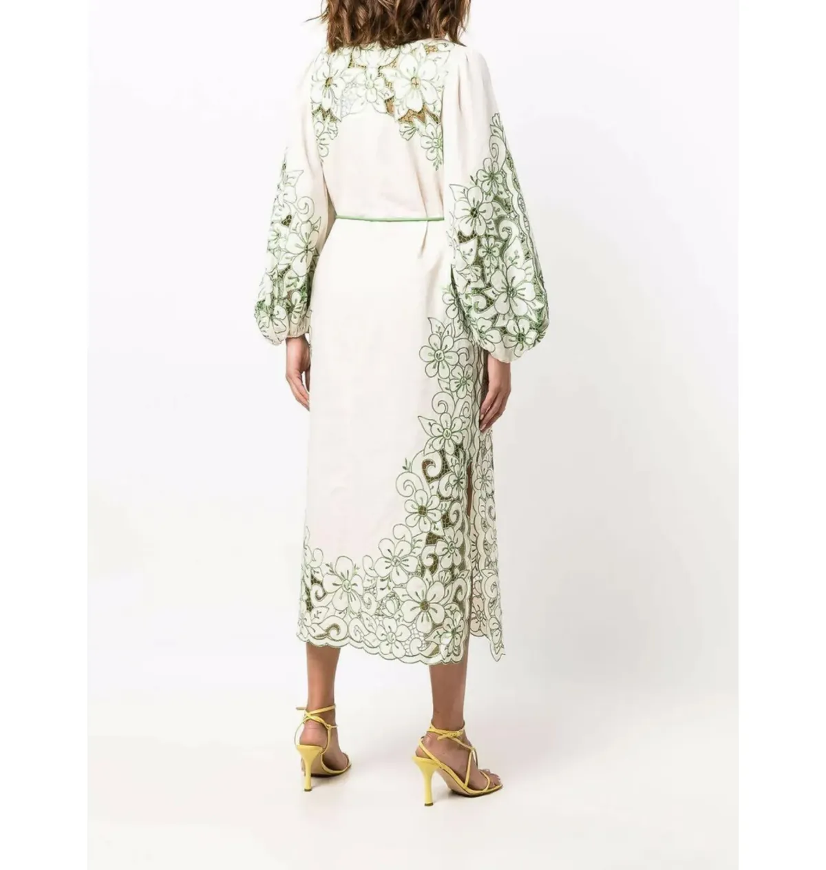 Zimmermann Teddy Floral Midi Dress Cream/Green Size 1 / AU 10 - Image 3