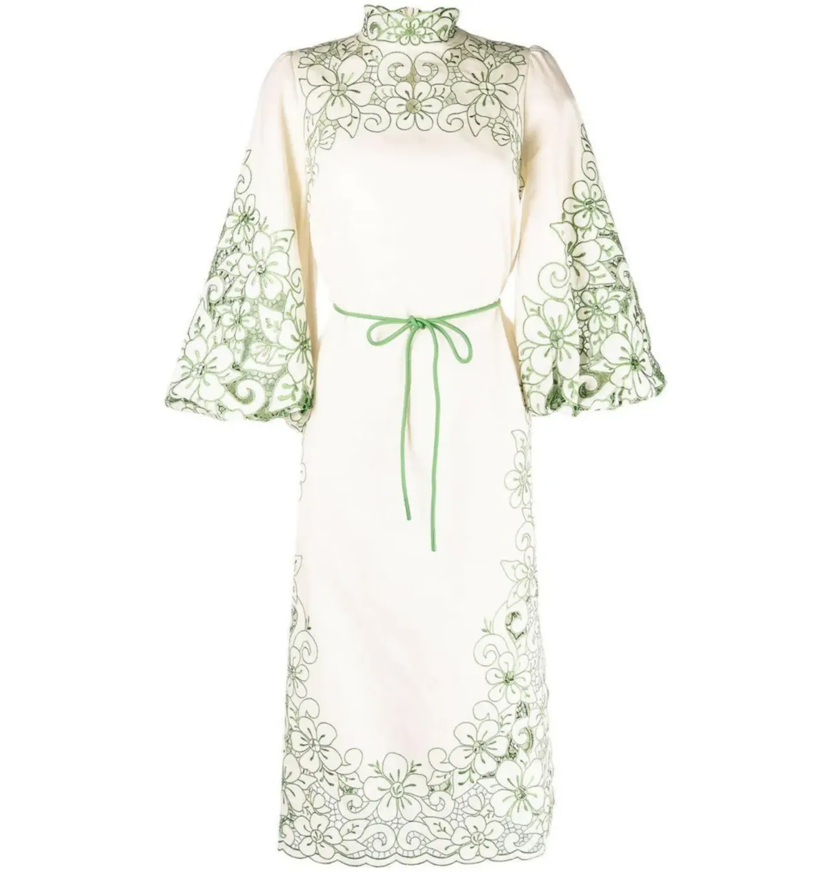 Zimmermann Teddy Floral Midi Dress Cream/Green Size 1 / AU 10 - Image 4