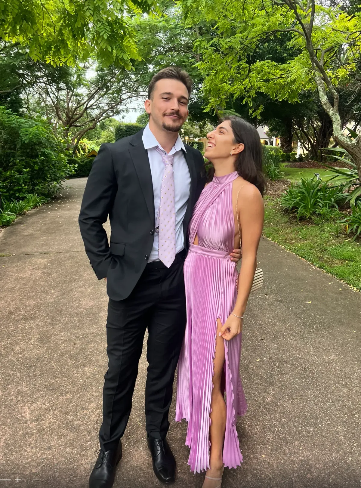 L'Idée Pleated Halterneck Dress Violet Purple Size 8 - Image 6