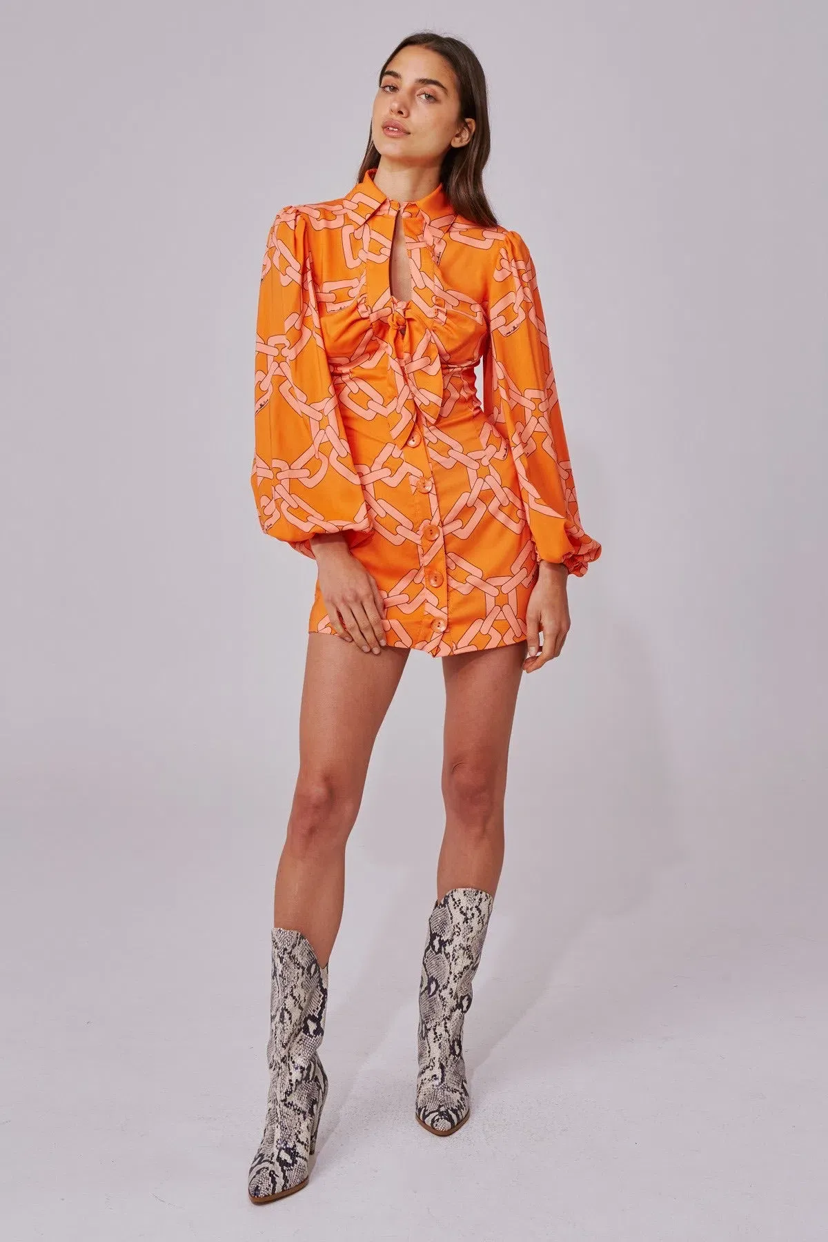 C/MEO Collective Mornings Mini Dress Tangerine Chain Size S / AU 8 - Image 1