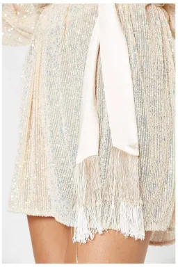 Winona Broadway Short Sequin Dress Pearl Size XS / AU 6 for rent on The Volte - image 4