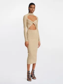 Dion Lee Stripe Rib Twist Dress Sahara Size 10 for rent on The Volte - image 4