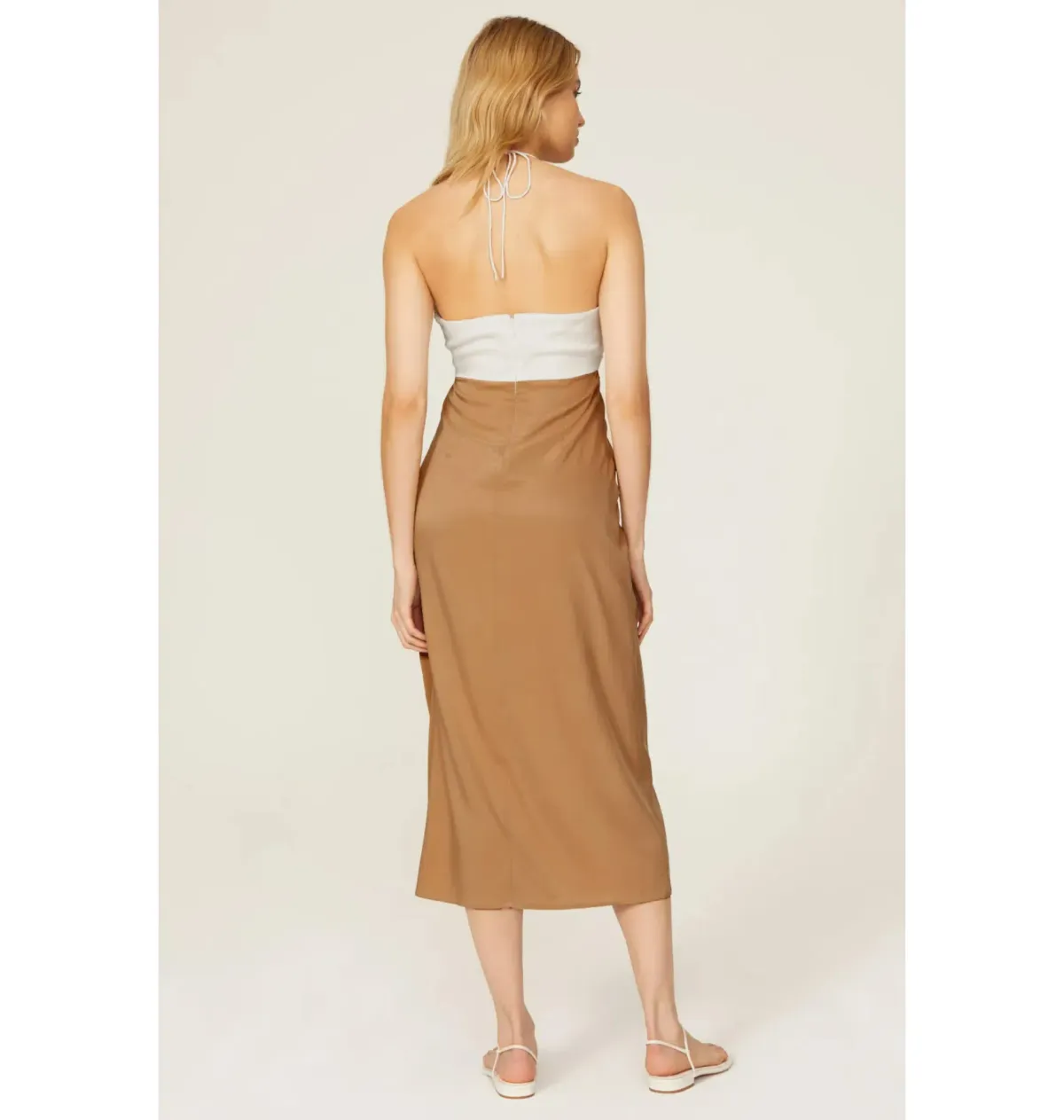 Third Form Lets Split Slip Dress Off White And Tan Size AU 14 - Image 3