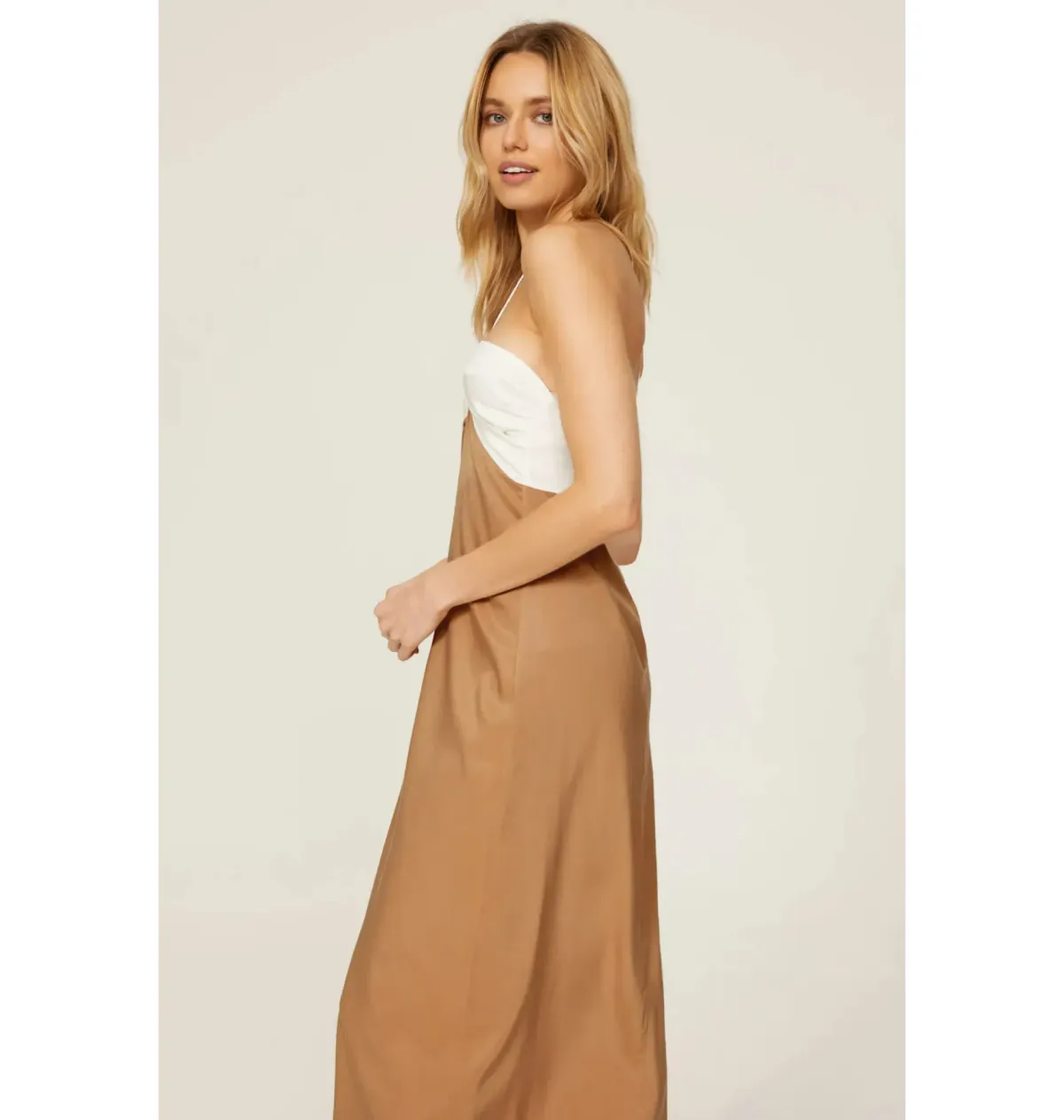 Third Form Lets Split Slip Dress Off White And Tan Size AU 14 - Image 2