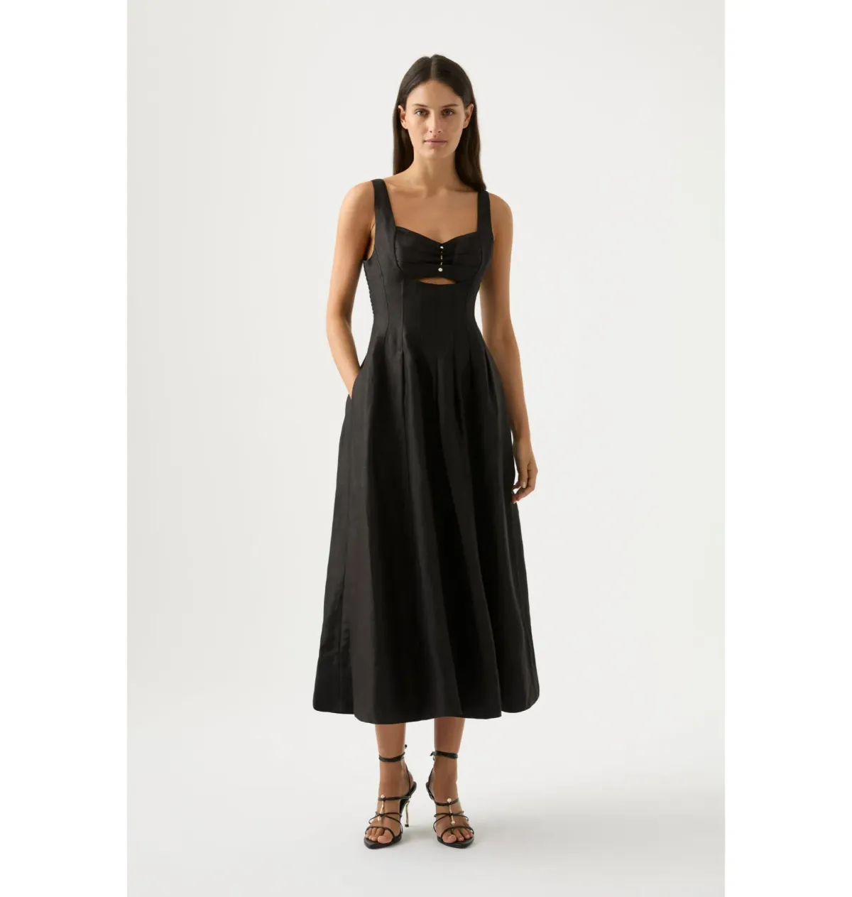 Aje Divinity Pearl Pin Midi Dress in Black Size AU 10 - Image 1
