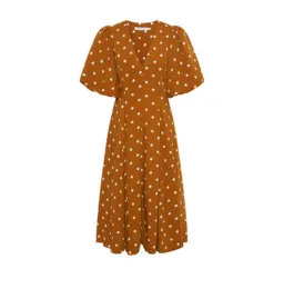 Bohemian Traders Panel Fit And Flared Midi Dress In Brown Dot Size AU 20 for rent on The Volte - image 4