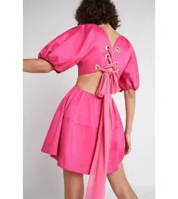 Aje Admiration Lace Up Mini Dress Pink Size AU 10 for rent on The Volte - image 3