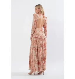 Sonya Moda Ruffle Cutout Maxi In Spiced Peonies Size AU 6 for rent on The Volte - image 2