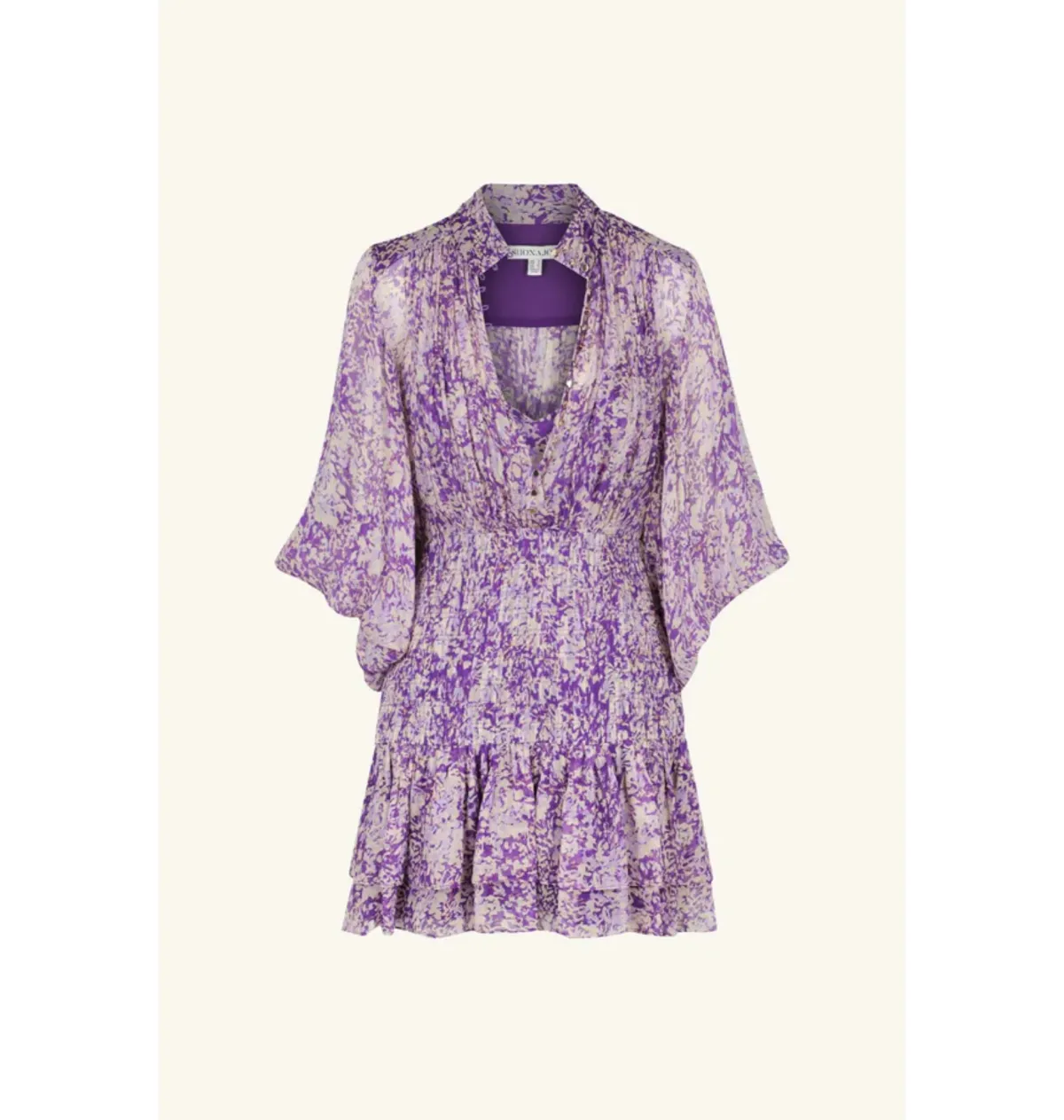 Shona Joy Aurier Button Up Ruched Mini Dress In Aurier Print Size AU 6 - Image 4