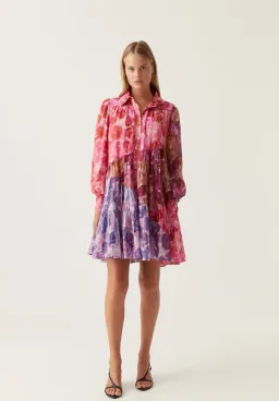 Aje Vision Smock Mini Dress Kaleidoscope Rose Size 16 for rent on The Volte - image 1