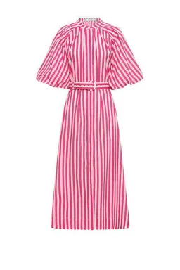 Bohemian Traders Pleated Neck Midi Dress in Pink Size 4XL/ AU 22 for rent on The Volte - image 3