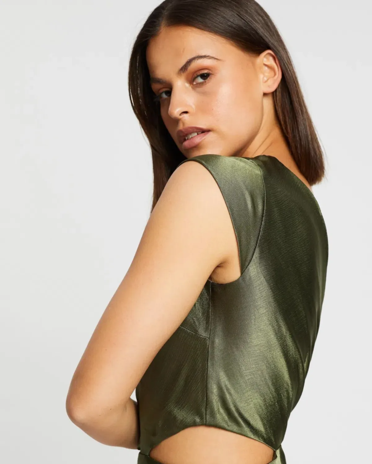 Bec & Bridge Delphine Asym Midi Dress Green Size 8 - Image 4