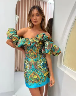 Alemais Sofie Off Shoulder Mini Dress Multi Floral Size AU 14 for rent on The Volte - image 4