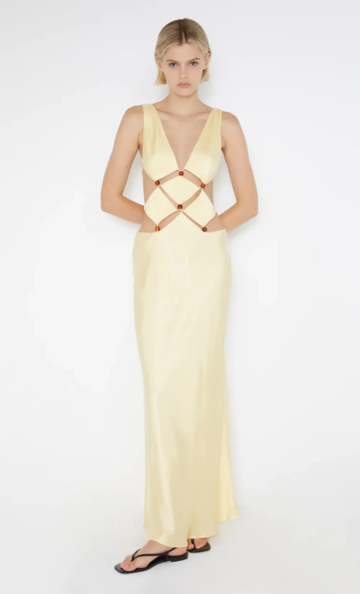 Bec & Bridge Agathe Diamond Dress Butter Yellow Size 10 - Image 6