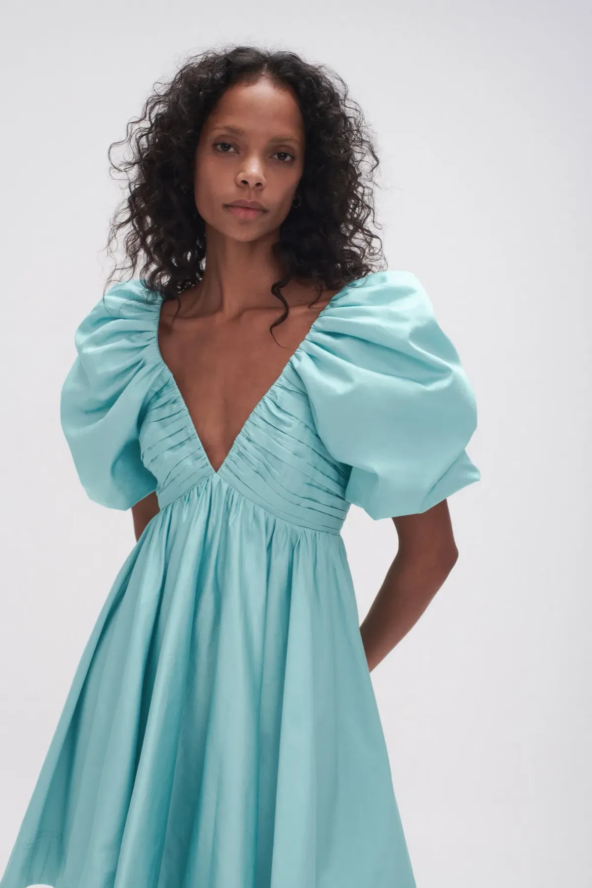 Aje Gabrielle Plunge Mini Dress in Spearmint Blue Size 8 - Image 2